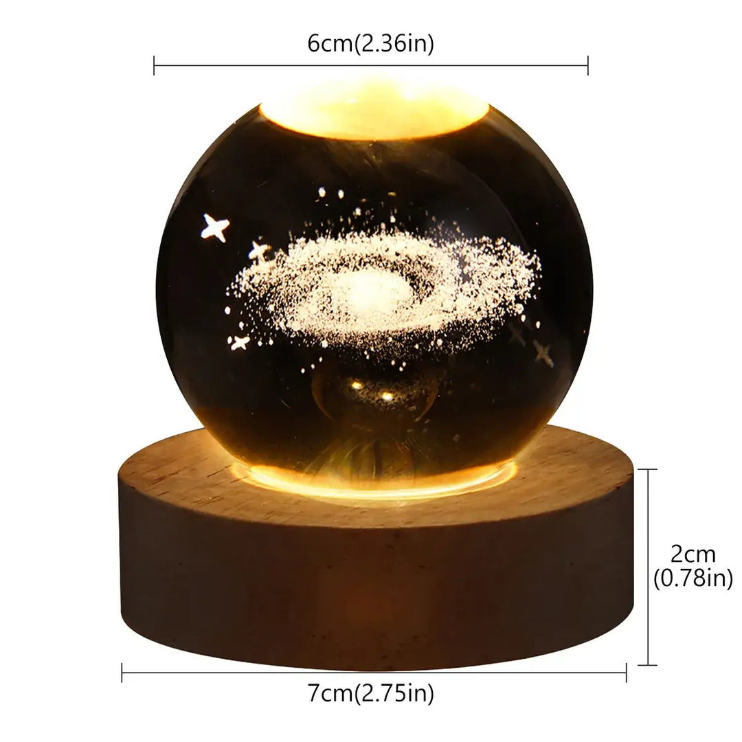 Crystal ball galaxy light projecting captivating designs on walls and ceilings.