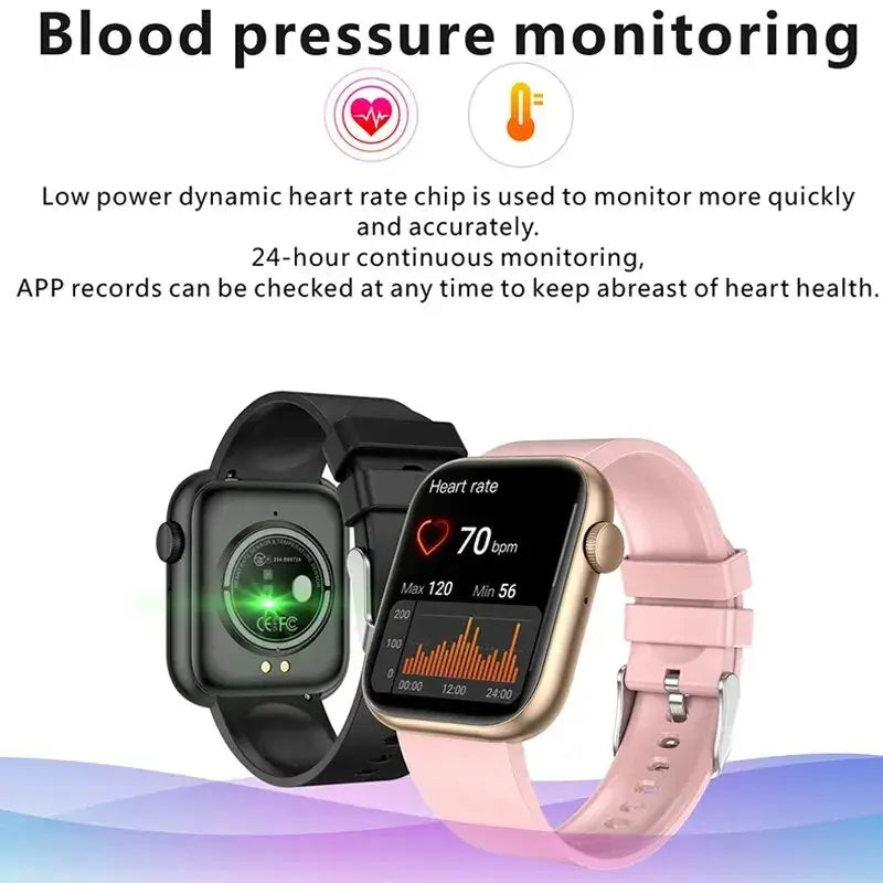 The Advanced Smart Watch Fitness Tracker syncing with a fitness app, showcasing its seamless integration and data tracking for better fitness management.
