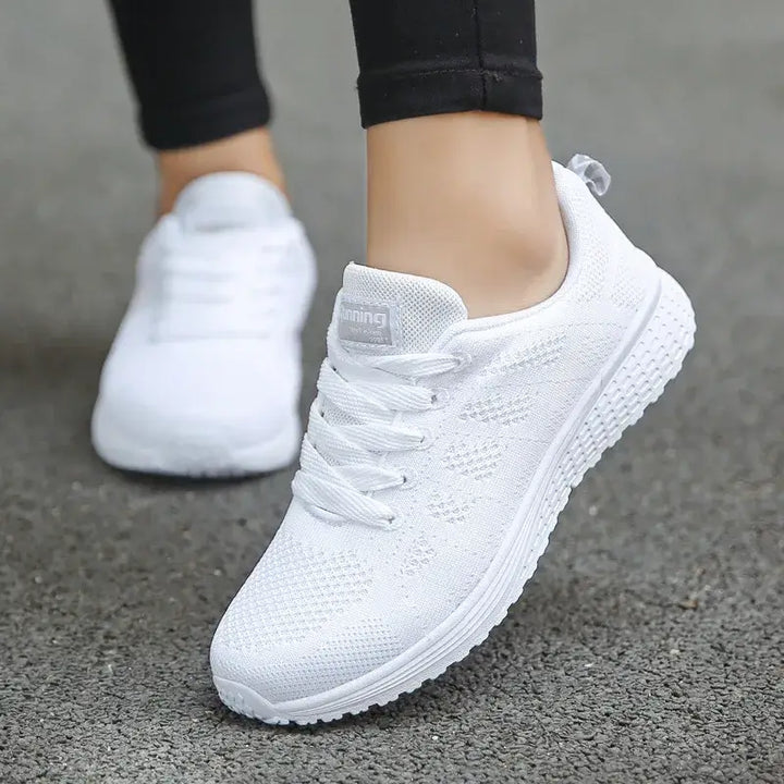 BX Casual Women's Shoes in sleek white, designed for a fresh, stylish look, perfect for casual outings and fitness activities.