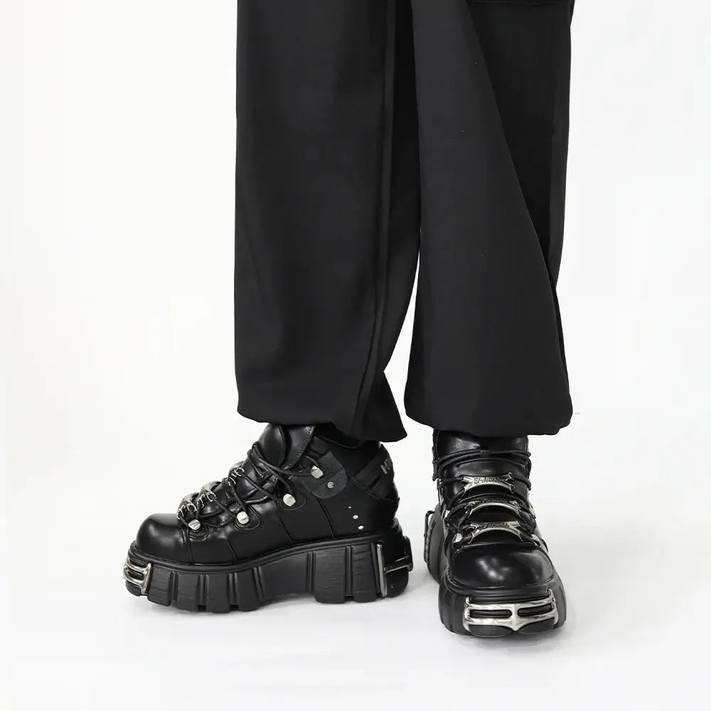 BX Daring Punk Style Women's Shoes in Black Patent, offering a bold statement with durable construction.