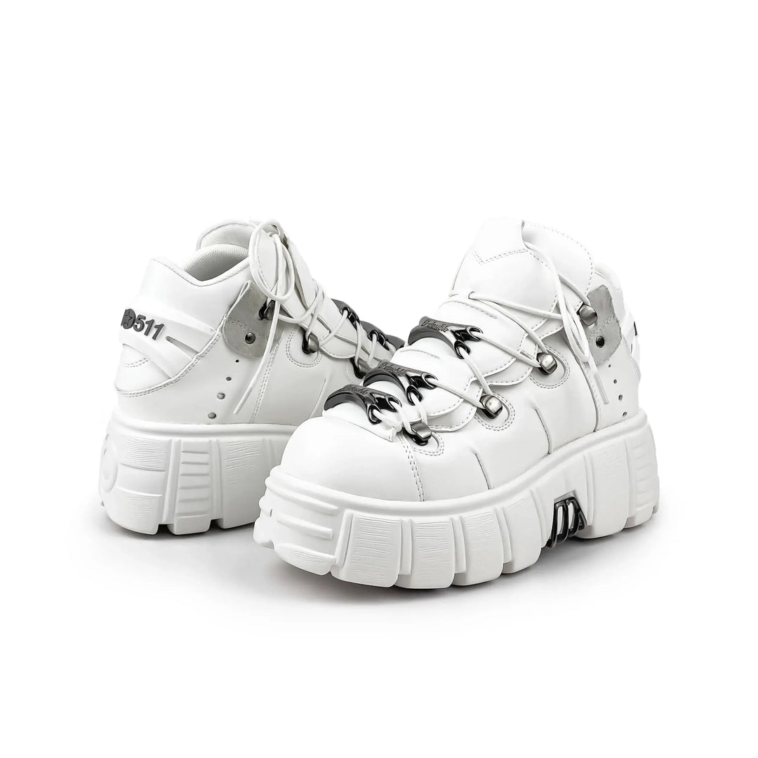 BX Daring Punk Style Women's Shoes in White, a versatile choice for a chic and fashionable look.