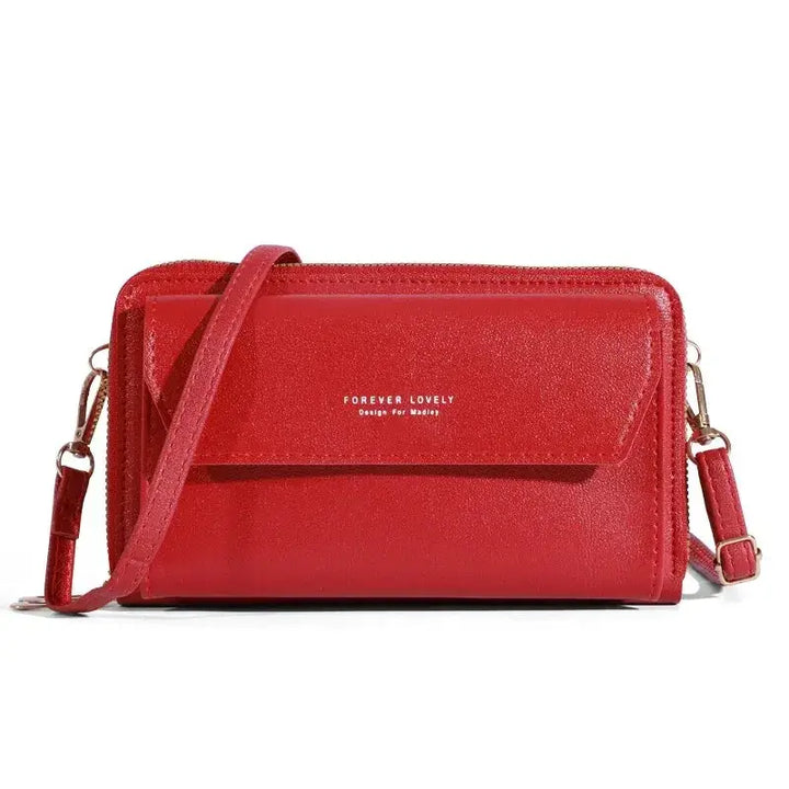 A chic red leather crossbody bag, perfect for adding a pop of color to your everyday outfits while providing stylish convenience.
