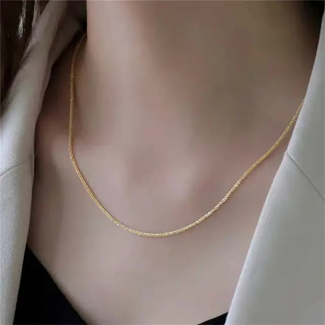 Elegant gold-plated necklace designed with a sleek finish, ideal for both casual wear and special occasions.