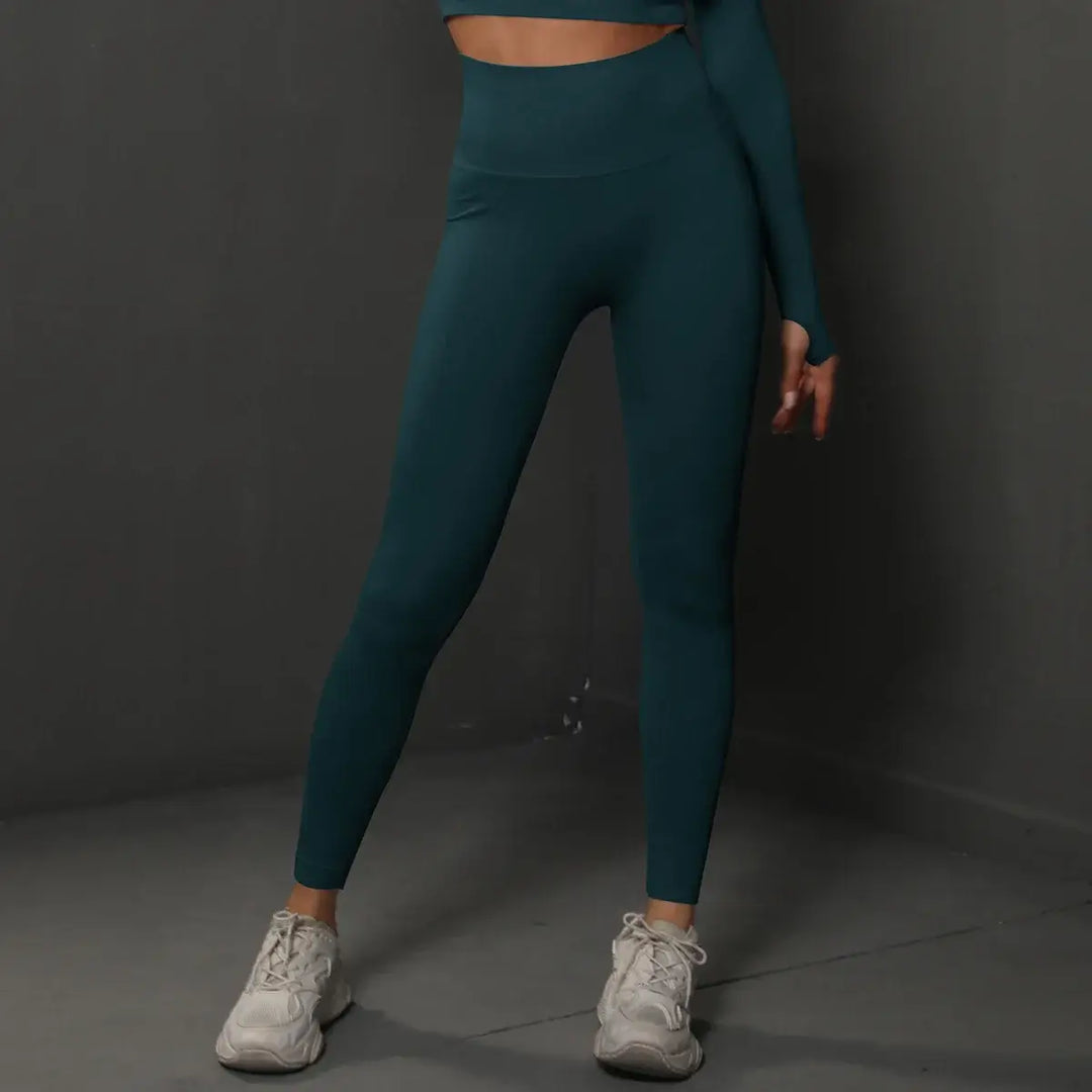 Breathable High Waist Booty Leggings displayed in a casual outfit for everyday wear.
