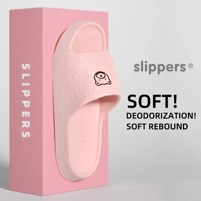 Unisex Non-Slip Slippers in charming pink, crafted from soft EVA material with cushioned insoles. Perfect for lounging, featuring non-slip soles for safety.
