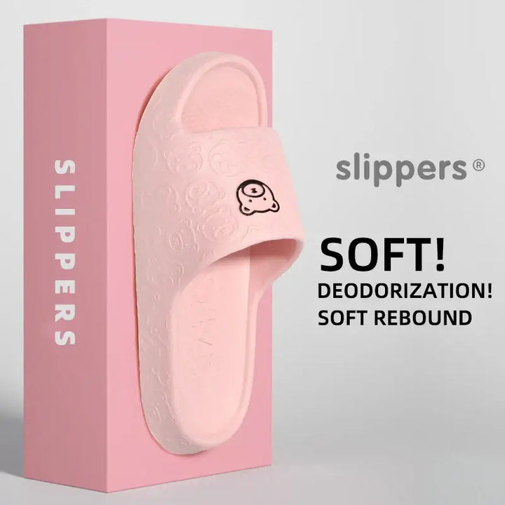 Unisex Non-Slip Slippers in charming pink, crafted from soft EVA material with cushioned insoles. Perfect for lounging, featuring non-slip soles for safety.
